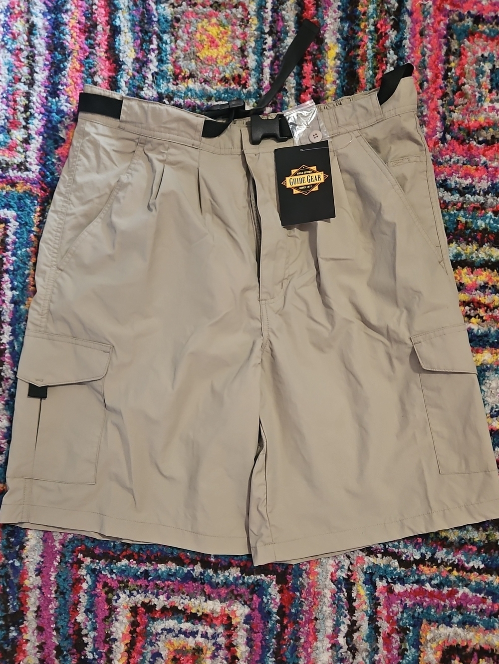 Guide Gear Men’s Tan Cargo Shorts with Built-In Belt